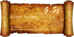 Girst Szidor névjegykártya